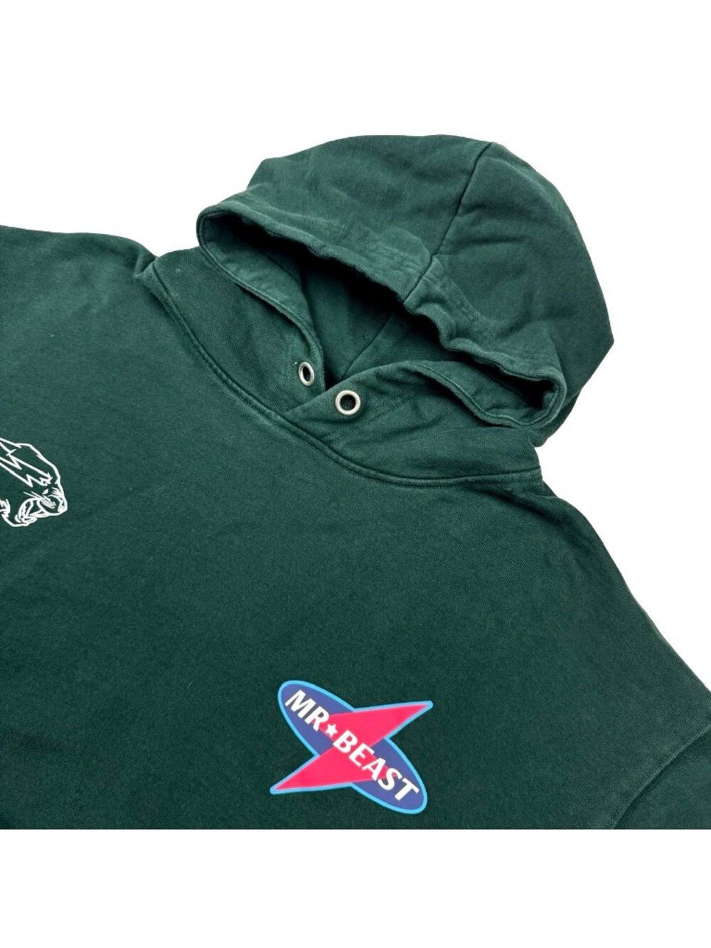 Mr. Beast Men's Logo L/S Pullover Hoodie Green • Small